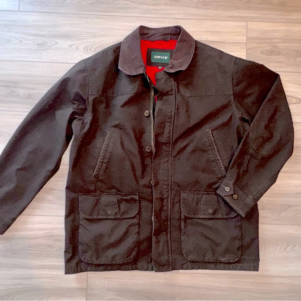 Brown Orvis Heritage Field Coat, Barn Hunting Jacket Men’s XL Water Repellent